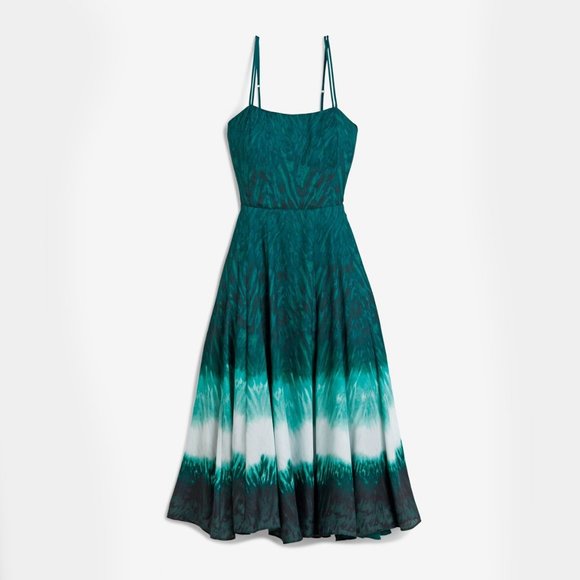 WHBM * POCKETS! * Dip Dye Fit-And-Flare Dress ELASTIC BACK, ADJUSTABLE STAPS 14 - Picture 4 of 11